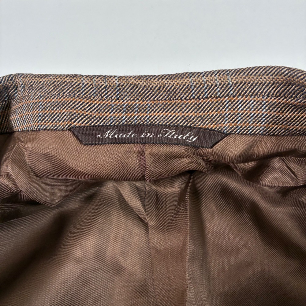 Canali Silk Wool Blazer 42R (EU52R) Brown Glen Plaid Made in Italy Sport Coat - Picture 5 of 11